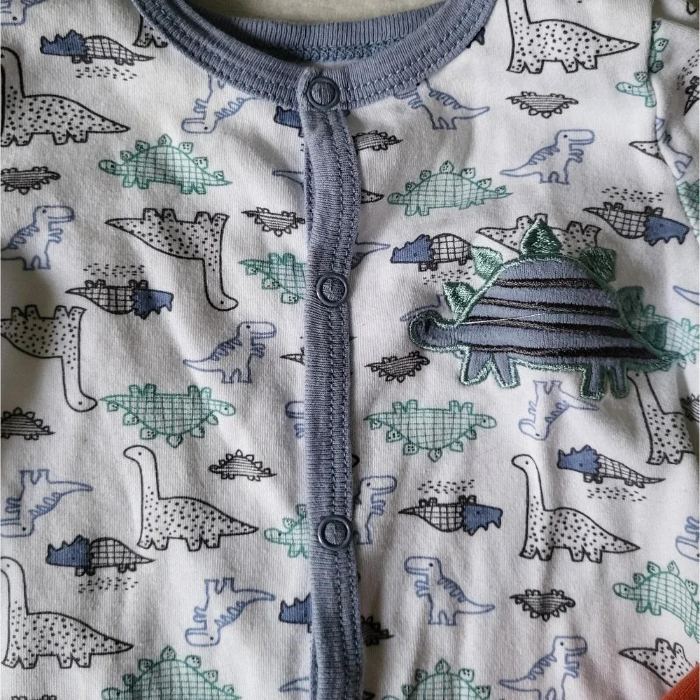 Duck Duck Goose Boys 0-3M 3pc Lot Dinosaur Fox Sleeper Bodysuits Long‎ Sleeve